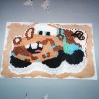 Tow Mater This was a cake for a friends son for his 3rd birthday. I used a template that I made to cut out the basic shape of the cake and then iced...