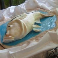 Snook1.jpg Snook cake for groom. Choc cake with fondant and 50/50 sugarpaste for the detail work.