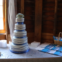 Sophisticated Wrapped Ribbon Wedding Cake Tiers are separated by foam discs wrapped in ribbon & decorated w/crystals. Bottom & top separators are 2" high & rest are...
