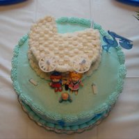 Baby Shower Cakes I made this for my daughter's baby shower. Made a 2-cake box WASC cake & poured into one 6" pan and two 10" pans. Dug...