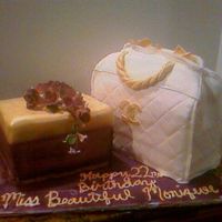 White And Gold Chanel Purse With Purple Gift Box 