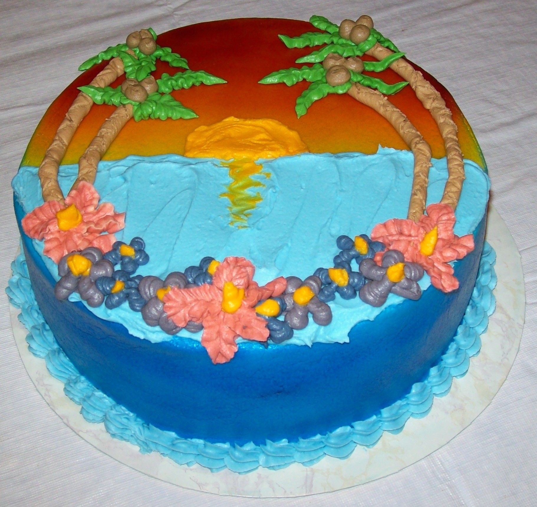 Hawaii Five-O, The Beach At Sunset The cake is actually Macsmom's Hawaii Five-O pineapple cake with banana creme, coconut creme, and mango filling, so I thought it only...