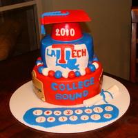 La Tech Graduation Cake Made of all fondant and gumpaste...used the cricut cake for the college emblem and some lettering