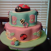 Ladybug,bee, Butterfly Cake Using Petal Pans All fondant all hand made decorations...thanks for looking!