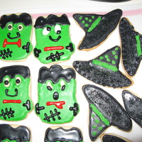 Hats And Frankensteins I've never made any iced cookies (or any iced anything) but I made some witches hats, frankensteins, bats, and mummies for my son'...