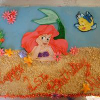 Ariel.jpg I've always loved to bake and thought I would try my hand at decorating a cake. This is a 1/2 sheet of strawberry cake. Its covered...