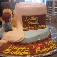 Toilet Roll Cake Toilet and man is made of gumpaste/fondant. The roll is a triple layered cake frosted w/buttercream and wrapped in fondant.