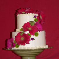 Anniversary Cake this is a cake I made for my brother and sister-in-laws anniversary. it is a 9 and 6 inch round with fresh flowers.