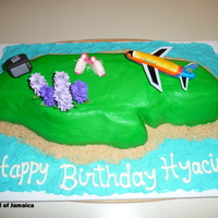 Island Of Jamaica Cake was ordered by a neighbor whose mother was visiting from Jamaica. The mom's favorite things included travel, walking, gardening...