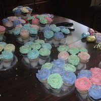 Mother's Day Cupcake Baskets! Vanilla, Chocolate, Strawberry and Orange cupcakes with BC Icing