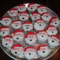Ho Ho Ho!! 2007 Chocolate cupcakes with buttercream icing. These were injoyed by my daughters' kindergarten class. They were made for their christmas...