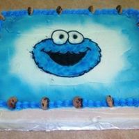 Cookie Monster I did this cake for my son&acirc;s 1st birthday. My husband got me a air brush machine and this is my first cake I made with it. I&...