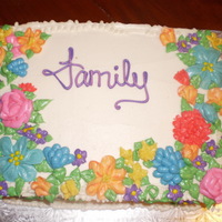 25Th Anniversary Cake I made this two layer vanilla cake with white chocoalte mousse for my parents 25th anniversary party. All buttercream.