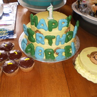 Monkey 1St Birthday Marble and chocoalte chip banana cake with chocolate filling and bc. Smash cake and cupcakes are chocolate chip banana. The letters are...