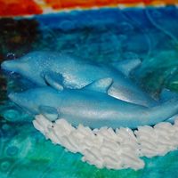 Dolphins fondant dolphins, pressed and dusted with blue and grey shimmer dust