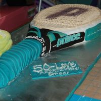 Tennis Birthday Cake 50Th Replica of Prince Tennis Racquet and balls
