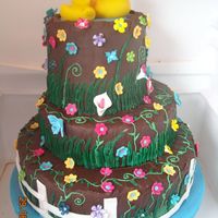 Dscn0935.jpg This is my first wedding cake. 3 tier chocolate ganache in duck&pond theme.