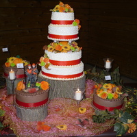 Hunting Cake Fall wedding cake inspired by a fellow cake central member. Tiers are 6,8,10,12 all in white on on white. 3 8 inch round cakes double...