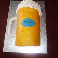Beer Mug This is 6 8" cakes cut in half and stacked sideways. Covered in fondant and airbrushed.