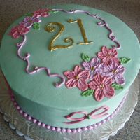 21St Birthday Cake I designed this cake after a vintage porcelain dresser tray. Customer asked for something elegant and pretty with no name or happy birthday...