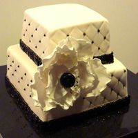 Black And White Squares Made for our local dance troupes holiday party. The theme was Red Carpet. MMF covered buttercream with gumpaste flower. Customer picked out...