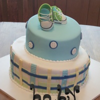 Plaid Baby Shower Cake 