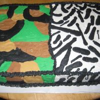 Half Camo Half Zebra This is a graduation cake for 4 seniors, 3 boys, 1 girl. So she wanted Zebra, they wanted Camo and this is what I came up with, its all...