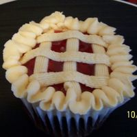 Cherry Pie Cupcakes I got the inspiration for these from the Wilton Cupcakes magazine. They were pretty easy and a lot of fun to make. Chocolate cupcakes with...