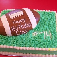 Football Cake This was a birthday cake for a cousin. The sheet cake is chocolate, football is white. All buttercream icing. It was a hit with all the...