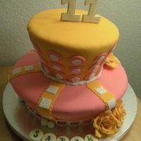 Pink & Orange Cake I made this cake for my dauther's best friend, she likes orange & pink colors , fondant cake with fondant decorations, gumpaste...