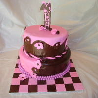 Pink And Brown This was the 2nd of 3 cakes I had to do this weekend. Came up with the design with much inspiration from cakes here on cc. Of course I"...