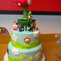 Mario Bros. Cake My son chose mario bros. for his birthday cake again this year. The top layer is chocolate cake with cookies nad cream filling, the bottom...