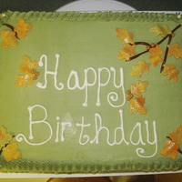 Fall Leaves Birthday Cake pumpkin spice cake with vanilla buttercream frosting and fondant accents done for a 91st birthday party,