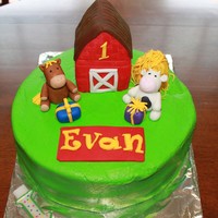Farm Animals Birthday This is a cake I made for my son's first birthday. It is a slightly modified design from cakeboxsoc. Barn and haystack is RKT with...