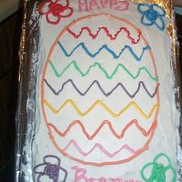 Daughter's 7Th Birthday Cake One year her birthday fell on Easter so she wanted an egg cake. I tried to find an egg shaped cake pan. She liked this one tho.