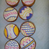 Easter Egg Cupcakes Yellow cake and MMF decorations, plus buttercream decorations on the MMF