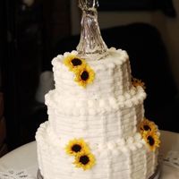 Josh And Andrea's Wedding Cake basket weave cake done in white chocolate buttercream with one layer vanilla cake with chocolate filling, one layer chocolate cale with...