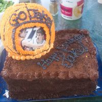 Basketball Ice Cream Cake This is a chocolate fudge cake with Mint Chip Ice Cream inside (requested by my little brother for his 18th BDay). The icing is a whipped...