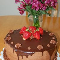 Chocolate Cake With Dark Chocolate Glaze. 