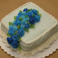 Wilton 3 Cake 2 (Last One) - Bottom Layer Butter cream icing, fondant roses.