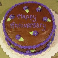 Quick Cake For A Coworkers Anniversary French Vanilla Cake, Vanilla Moisturizing Syrup, Chocolate Buttercream, regular Buttercream for the Decorations. The Coworker said it was...