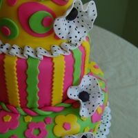 Funky Cake This was a cake I did for a friends grandaughters 13th birthdaychocolate cake and fondant in wild colors
