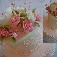 Cath's Birthday This was a white cake with buttercream filling and frosting and Fondant flowers. I made it for my best friend who is turning 60.