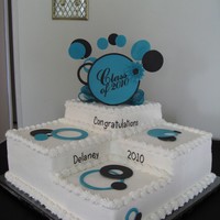 3 Step Graduation Cake 3 step 2 layer 12" cake with gumpaste and fondant. Topper with stenciling.