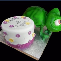 Pascal Pascal from Tangled cake done for Kolbi, my most loyal customer who turned 7 this year! My husband used his new welder to construct a frame...