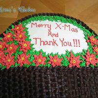 Christmas Cake 2008 Chocolate with poinsettias.