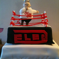 Wrestling B-Day Cake This was for my boyfriend who loves wwe, king taco, and trains in jiu jitsu. Used twizzlers for wrestling ring, logos made out of edible...