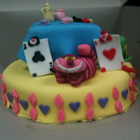 Tea Party This is a mini cake for a co-workers b-day, inspired by the cakes on CC. Everything made out of fondant. I was going to put an Alice...