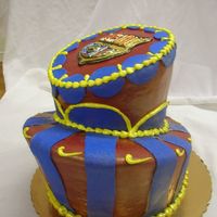 Team Barcelona Cake Barcelona-themed cake I did for my husband's 29th birthday; he's a big fan of barcelona and very into soccer (he's Bulgarian...