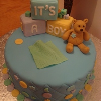 Baby Boy Blocks are fondant covered rice treats. All other decorations are made from fondant.